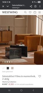 Marmerlook bijzettafel Westwing, Huis en Inrichting, Tafels | Salontafels, Ophalen, Gebruikt, 50 tot 100 cm, Vierkant