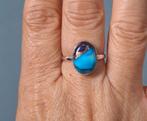 925 zilveren ring met natuurlijke koper Turquoise steen, Sieraden, Tassen en Uiterlijk, Ringen, 18 tot 19, O.T., Blauw, Nieuw
