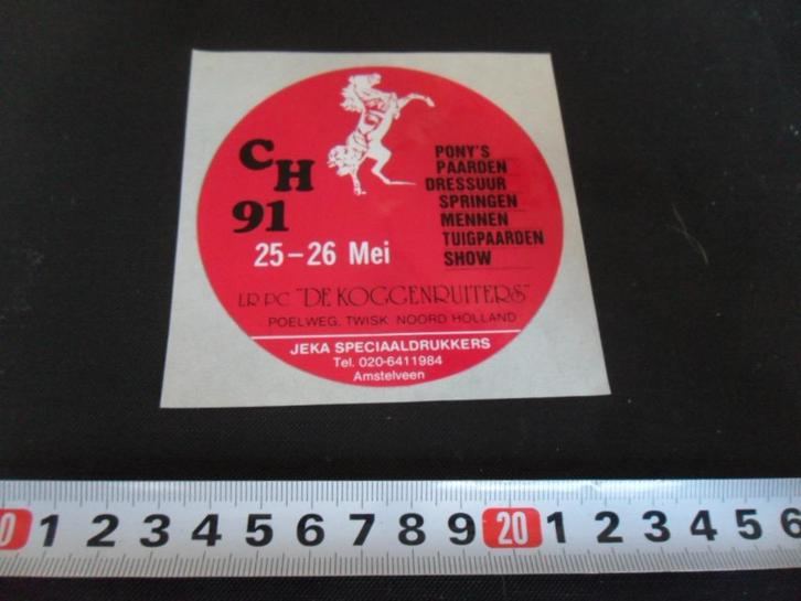 sticker paard CH 1991 lr pc de koggenruiters twisk *, Verzamelen, Stickers, Zo goed als nieuw, Bedrijf of Vereniging, Ophalen