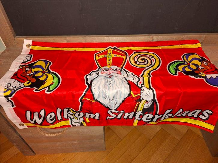 5 Sinterklaas en zwarte Piet vlaggen., Diversen, Sinterklaas, Zo goed als nieuw, Ophalen of Verzenden