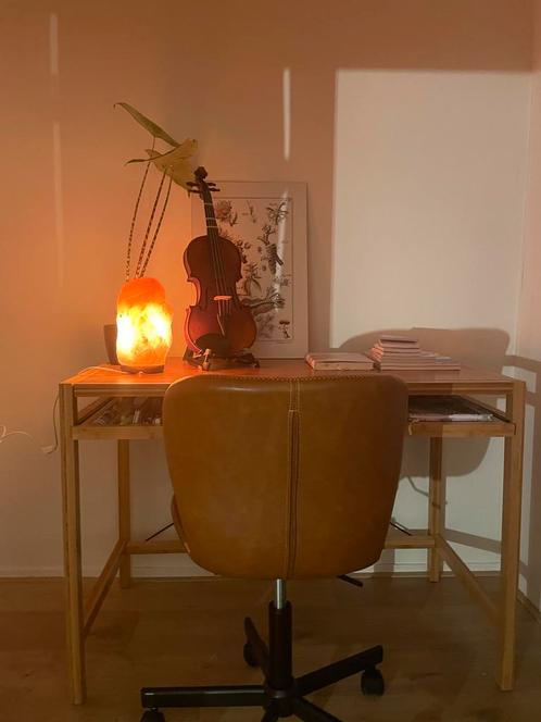 Bamboe bureau Relaxdays met uitschuifblad, Huis en Inrichting, Bureaus, Gebruikt, Bureau, Ophalen
