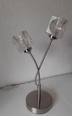 Moderne Chroomkleurig Lamp met 2 Glazen Kapjes, Minder dan 50 cm, Modern, Ophalen of Verzenden, Metaal