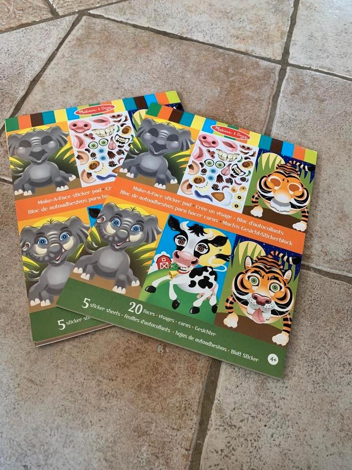 Melissa & Doug stickerboeken – leuke dierengezichten, Kinderen en Baby's, Speelgoed | Educatief en Creatief, Zo goed als nieuw