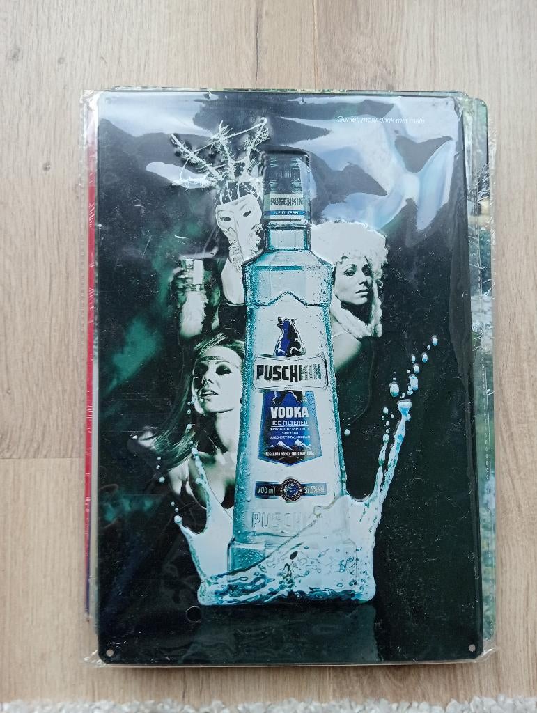 Reclame bord Puschkin Wodka, Ophalen of Verzenden, Nieuw, Reclamebord