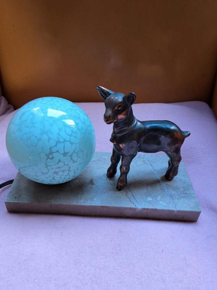 Antiek Art Deco lammetje Lamp frankrijk ca 1920 werkend, Antiek en Kunst, Antiek | Lampen, Ophalen of Verzenden