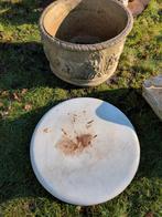 Vintage Betonnen Plantenpot met Deksel, Ophalen, Gebruikt