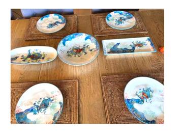 sale.....7 delig vis servies 4 borden 3 schalen OPHALEN chcs beschikbaar voor biedingen