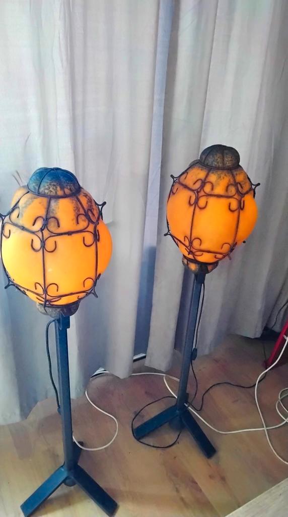 MOOIE SET PATE DE VERRE UNIEKE SET VLOERLAMPEN, Huis en Inrichting, Lampen | Vloerlampen, Zo goed als nieuw, Glas, Metaal, Ophalen of Verzenden