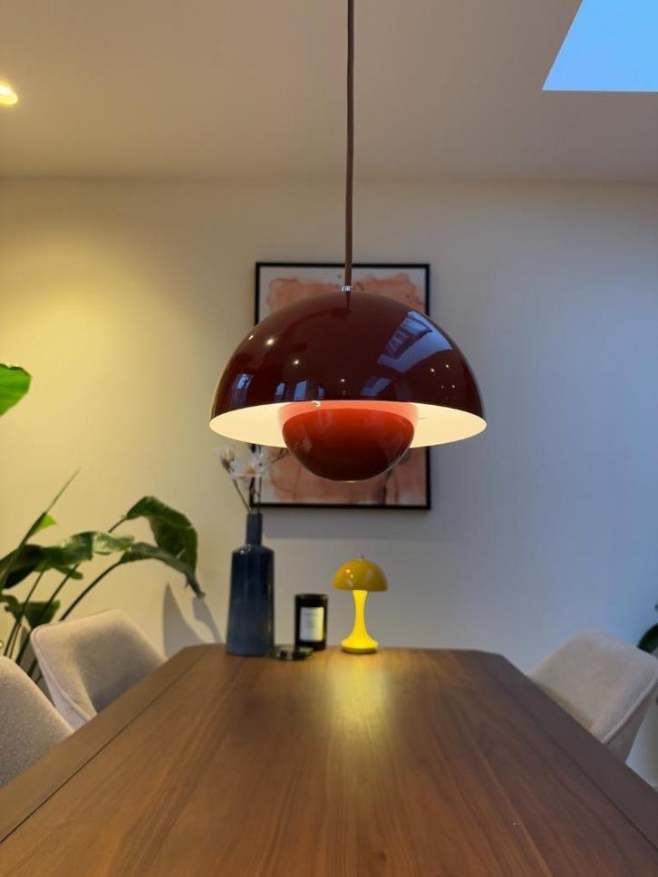 Bordeauxrode design flowerpot metalen hanglamp, nieuw, Huis en Inrichting, Lampen | Hanglampen, Nieuw, Minder dan 50 cm, Ophalen of Verzenden