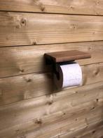 Landelijk WC rolhouder met eiken plankje, Huis en Inrichting, Ophalen of Verzenden, Nieuw, Bruin, Overige typen