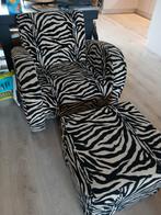 Mooie zebra stoel met poef, Huis en Inrichting, Fauteuils, Ophalen of Verzenden