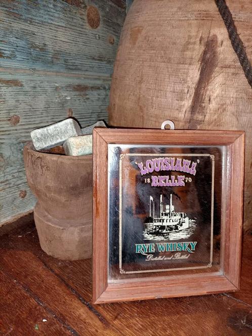 Spiegeltje Rye Whiskey brocante antiek, Antiek en Kunst, Antiek | Spiegels, Minder dan 50 cm, Minder dan 100 cm, Rond, Ophalen of Verzenden