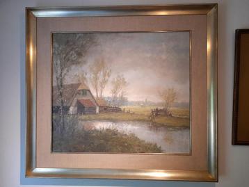 Zéér fraai boeren landschap van schilder P.J van Berkel beschikbaar voor biedingen