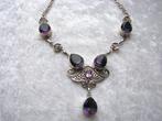 Prachtig Zilveren Collier met Mystic Topaas en Amethistje, Verzenden, Zilver, Ketting, Met edelsteen