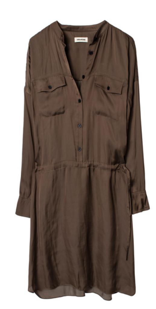 Zadig & Voltaire tuniek jurk khaki groen bruin M/38 - L/40, Kleding | Dames, Jurken, Zo goed als nieuw, Maat 38/40 (M), Groen