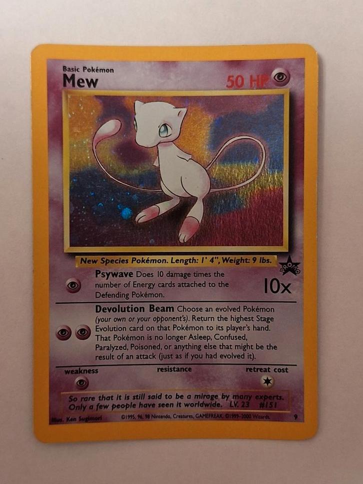 Jaren 90 Mew black star promo holo Pokemon kaart, Hobby en Vrije tijd, Verzamelkaartspellen | Pokémon, Zo goed als nieuw, Losse kaart
