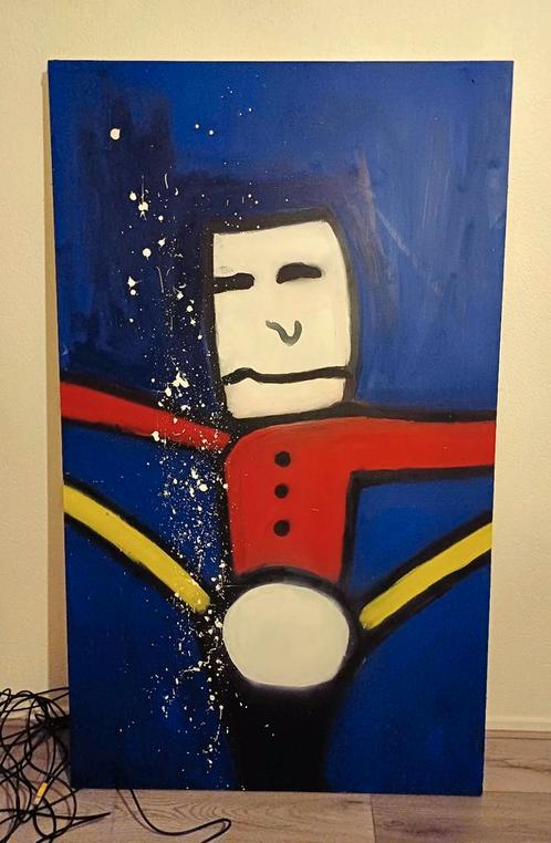Schilderij Graffiti & Acrylverf op eikenhout H.B. Inspired, Antiek en Kunst, Kunst | Schilderijen | Modern, Ophalen of Verzenden