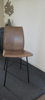 Mooie bruine stoel met stalen poten, Huis en Inrichting, Stoelen, Ophalen, Gebruikt, Bruin, Metaal