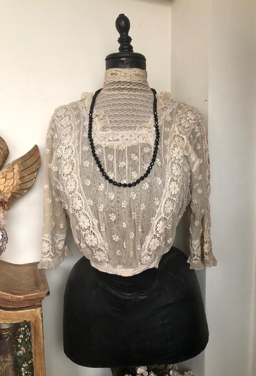 Handgeknoopte gitten kralen ketting snoer, Sieraden, Tassen en Uiterlijk, Antieke sieraden, Ketting, Overige materialen, Ophalen of Verzenden