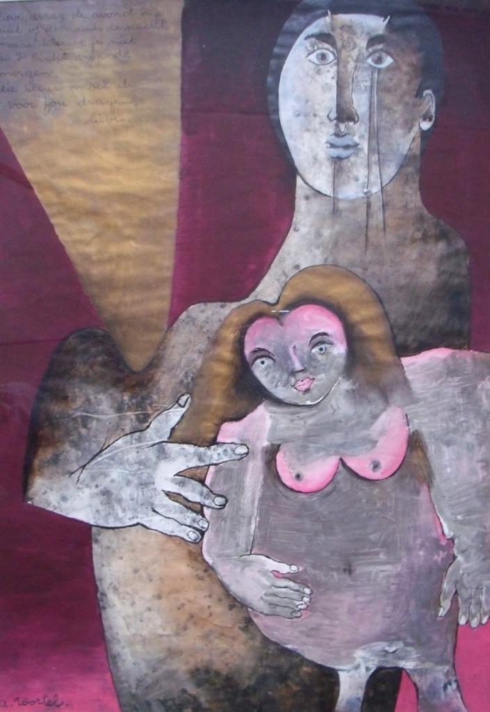 Ans Wortel (1929-1996) - Lieve, draag de avond... - gouache, Antiek en Kunst, Kunst | Overige Kunst, Ophalen