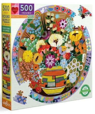 eeBoo - Purple Bird & Flowers - 500 stukjes, Hobby en Vrije tijd, Denksport en Puzzels, Nieuw, Legpuzzel, 500 t/m 1500 stukjes