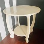 ART DECO RONDE WIT GELAKTE HOUTEN ROOKTAFEL, Ophalen