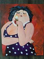Schilderij dikke dame met ijsje, Ophalen, Nieuw, Schilderij, 50 tot 75 cm