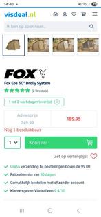 Fox eos  60 brolly, Watersport en Boten, Hengelsport | Karpervissen, Ophalen, Nieuw, Overige typen