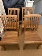 4 Houten stoelen, Huis en Inrichting, Stoelen, Ophalen, Zo goed als nieuw, Bruin, Hout