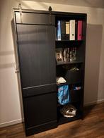 Zwarte Boekenkast met Schuifdeur, Huis en Inrichting, Kasten | Boekenkasten, Ophalen, 100 tot 150 cm, 200 cm of meer, Zo goed als nieuw