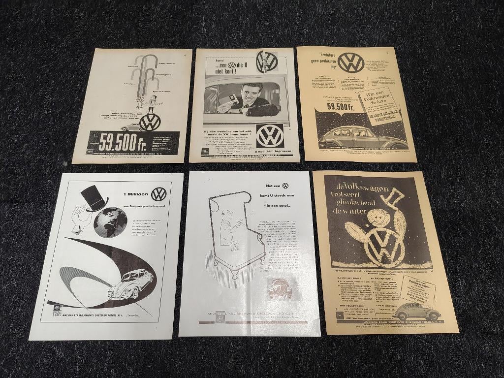 6x Reclame (A4) Volkswagen Kever (1954-1957), Verzenden, Gebruikt, Auto's