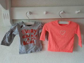 2x Baby Longsleeve Grijs Prenatal + Fluor oranje Maat 56 beschikbaar voor biedingen