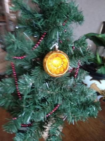 oude glazen kerstbal model deukbal knal oranje iets gesuiker beschikbaar voor biedingen