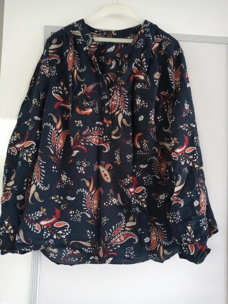 Keurige katoenen blouse mt 42/44, Kleding | Dames, Blouses en Tunieken, Zo goed als nieuw, Maat 42/44 (L), Blauw, Ophalen of Verzenden