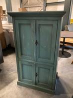 brocante vintage houten kast groen blauw landelijke charme, Antiek en Kunst, Curiosa en Brocante, Ophalen of Verzenden