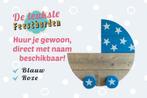 Geboortebord Kinderwagen donkerblauw - huren voor een jongen, Ophalen, Zo goed als nieuw, Geboortebord