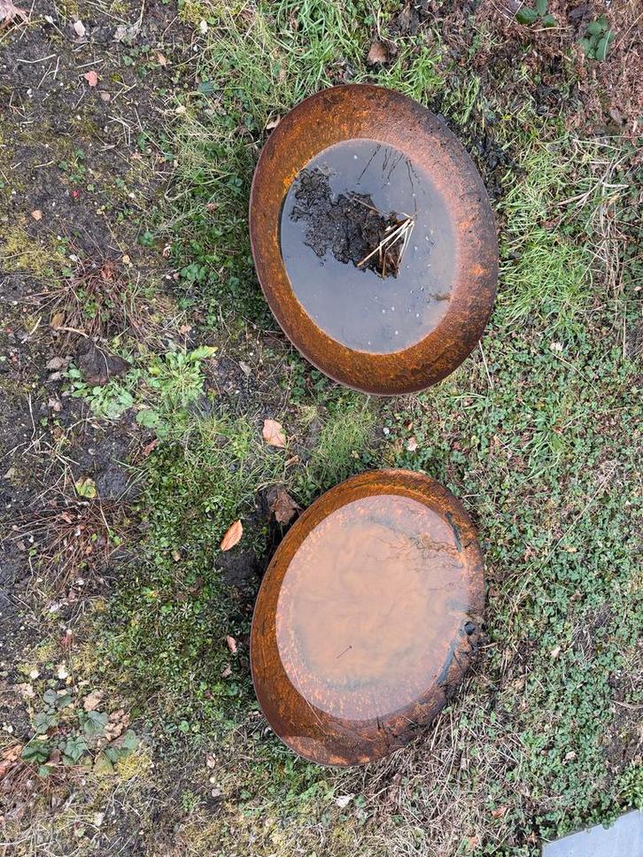 Cortenstalen vuurschalen 2 stuks  - 80 cm, Tuin en Terras, Vuurkorven, Gebruikt, Vuurkorf, Ophalen of Verzenden