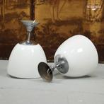 Set van 2 antieke Art Deco opaline plafondlampen hanglampen, Huis en Inrichting, Lampen | Plafondlampen, Gebruikt, Ophalen, Glas