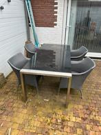 Tuintafel incl 4 stoelen, Gebruikt, Rechthoekig, Ophalen of Verzenden