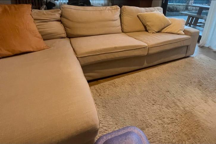 Ikea - KIVIK 4-zitsbank met chaise longue, lichtbeige, Huis en Inrichting, Banken | Sofa's en Chaises Longues, Gebruikt, Ophalen