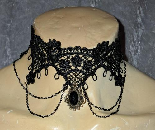 Mooie nieuwe zwart kanten Gothic ketting / choker, Sieraden, Tassen en Uiterlijk, Kettingen, Nieuw, Overige materialen, Zwart
