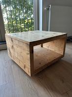 Houten Salontafel met Wieltjes - 70x70, Ophalen, Gebruikt, 100 tot 150 cm, Vierkant