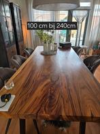 Mooie massieve eettafel, Raja Suar hout, boomstamtafel, Ophalen, Gebruikt, 200 cm of meer, 50 tot 100 cm