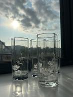 Vintage glazen- set van 4 met bloemgravure, Ophalen of Verzenden