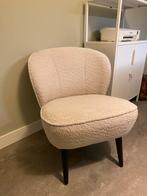 Stijlvolle Woood Sara bouclé stoel - Crème - fauteuil, Ophalen, Wit, Zo goed als nieuw, Stof