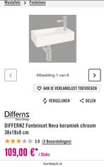 Fonteinset keramiek 38,5 x 18, Ophalen, Nieuw, Chroom, Wastafel
