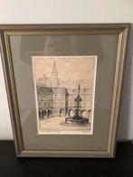 Binnenhof Den-Haag gesigneerd Hansbert, Antiek en Kunst, Kunst | Litho's en Zeefdrukken, Ophalen of Verzenden