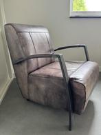Buffellederen fauteuil, Ophalen, Zo goed als nieuw, 50 tot 75 cm, Leer