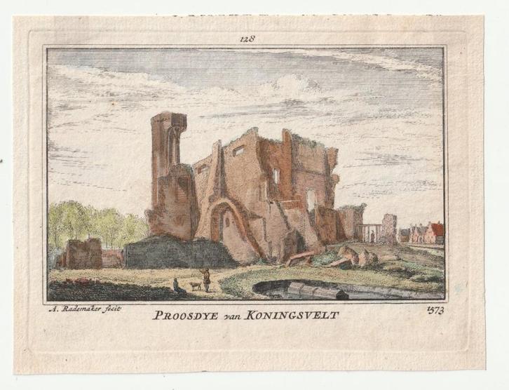Proosdye van Koningsvelt ingekleurde garvure A. Rademaker, Antiek en Kunst, Kunst | Etsen en Gravures, Verzenden