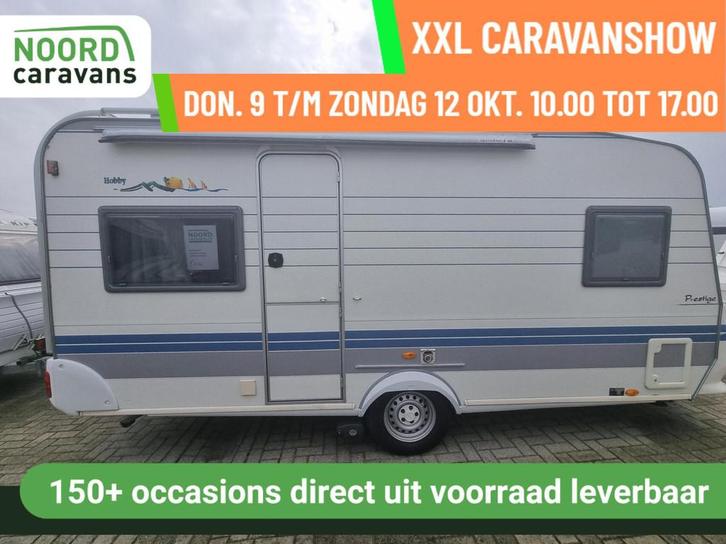HOBBY PRESTIGE 460 UFE FRANSBED + MOVER + VOORTENT + LUIFEL, Caravans en Kamperen, Caravans, Bedrijf, tot en met 4, 1000 - 1250 kg